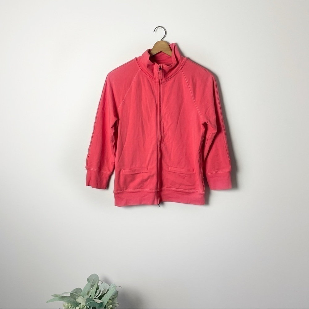 [ J. Crew] Women's Pink Full Zip Yoga Athletic Ahtlsure3/4 Sleeve Sweatshirt